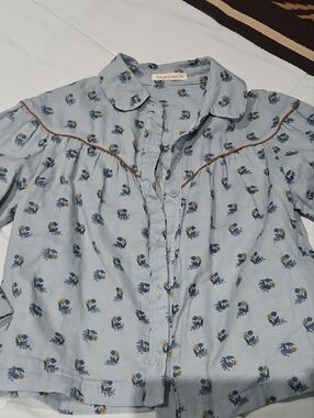 Gingersnaps Girls Blue Floral Cotton Shirt Size 6